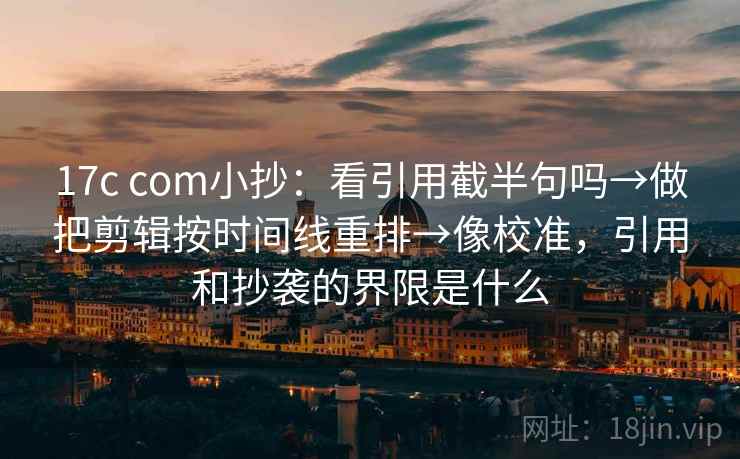 17c com小抄：看引用截半句吗→做把剪辑按时间线重排→像校准，引用和抄袭的界限是什么